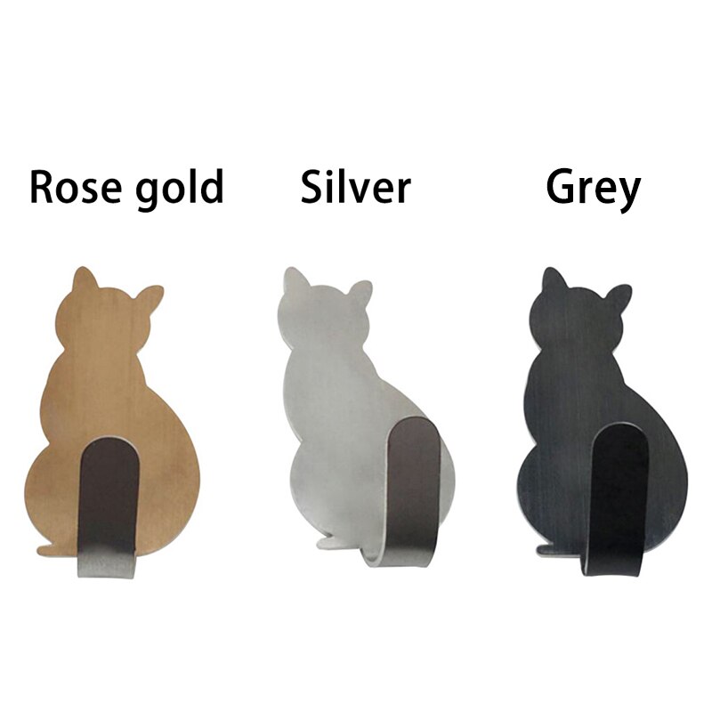Portallaves de pared con forma de gato, 2 uds., llavero decorativo de acero inoxidable, ganchos para llaves colgante decoración para el hogar