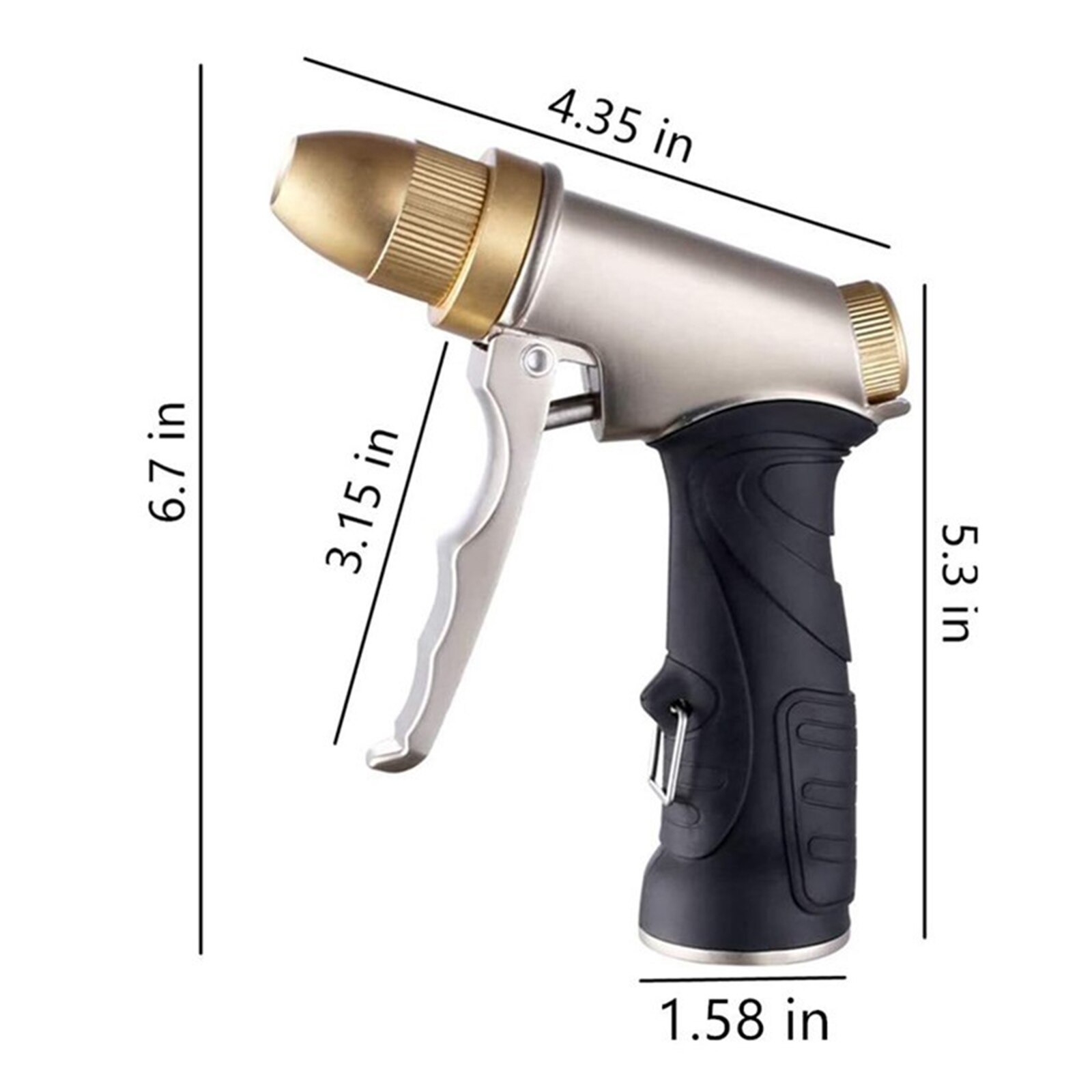 Heavy Duty High Pressure Garden Hose Spray Nozzle Head Adjustable 4 Patterns