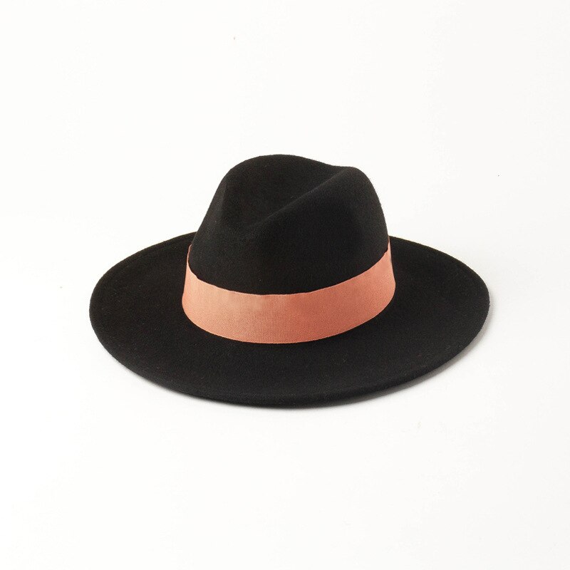 Uspop Vrouwen Wol Hoed Geweven Wol Fedora Hoed Casual Mode Multi-color Lint Wol Jazz Hoeden: Black 2