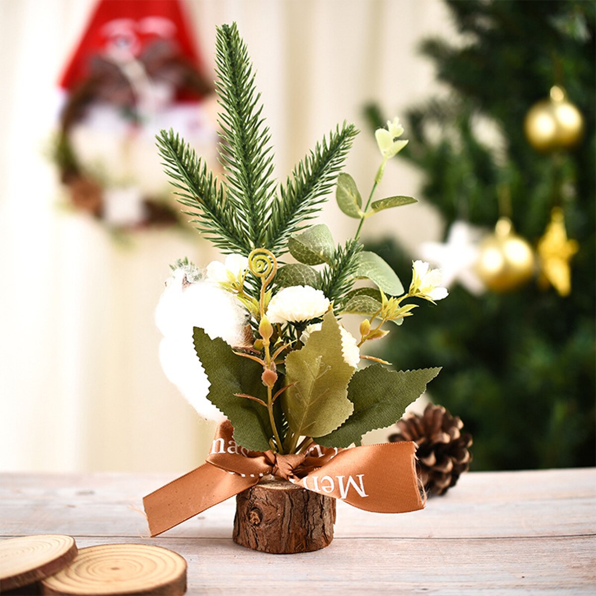 Mini Kerstboom Fruit Decoratie Met Base Jaar Tafelblad Home Party Kunstmatige Ornamenten: C