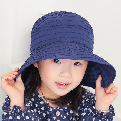 BINGYUANHAOXUAN Meisjes Grote Rand Zonnehoed Golvend Strand Strohoed Leuke Zon Cap: Navy Blue
