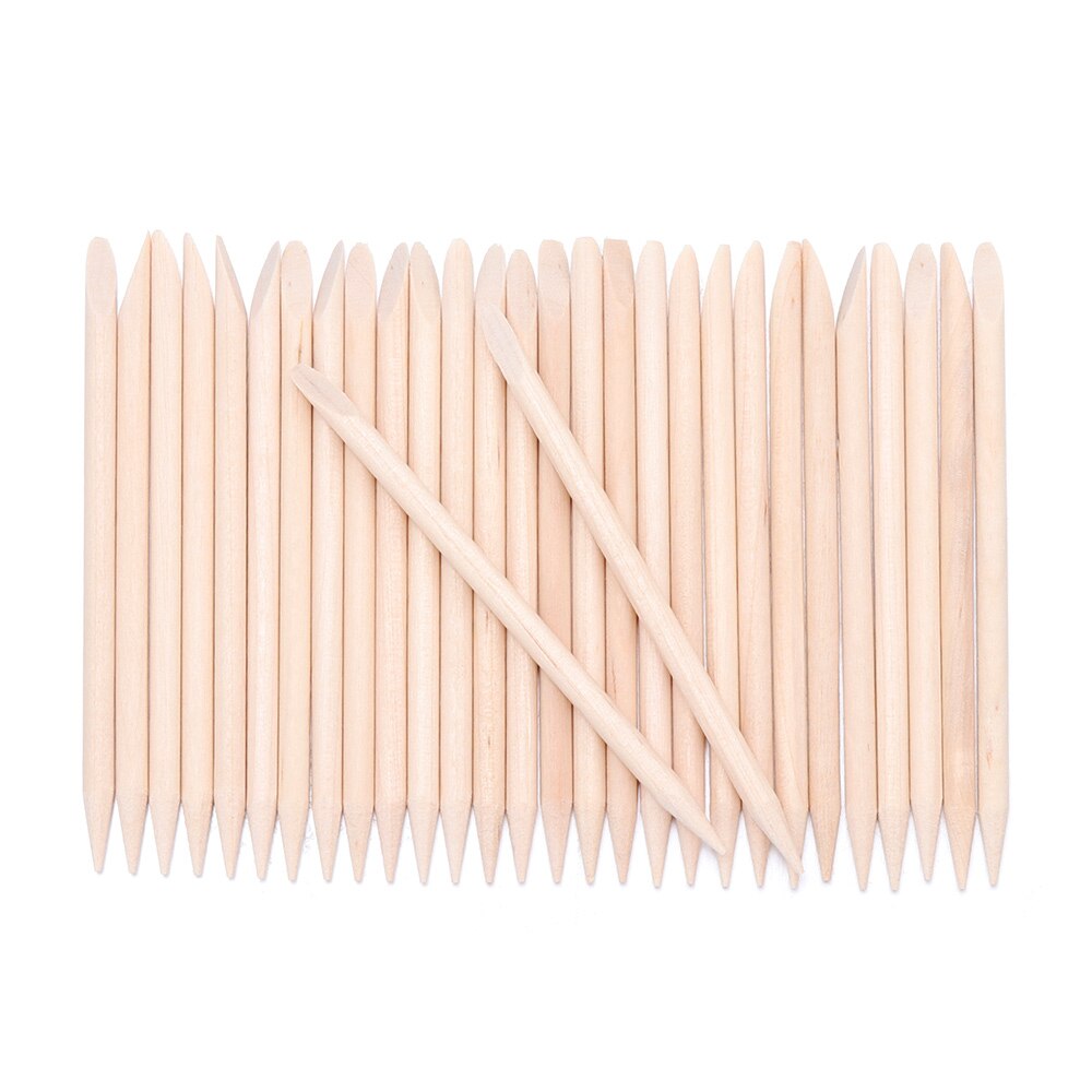 10/30/50/100 pièces bois bâton cuticule dissolvant Orange double extrémité Nail Art conceptions pour manucure pédicure cuticule poussoir ongles outils: S-30pcs