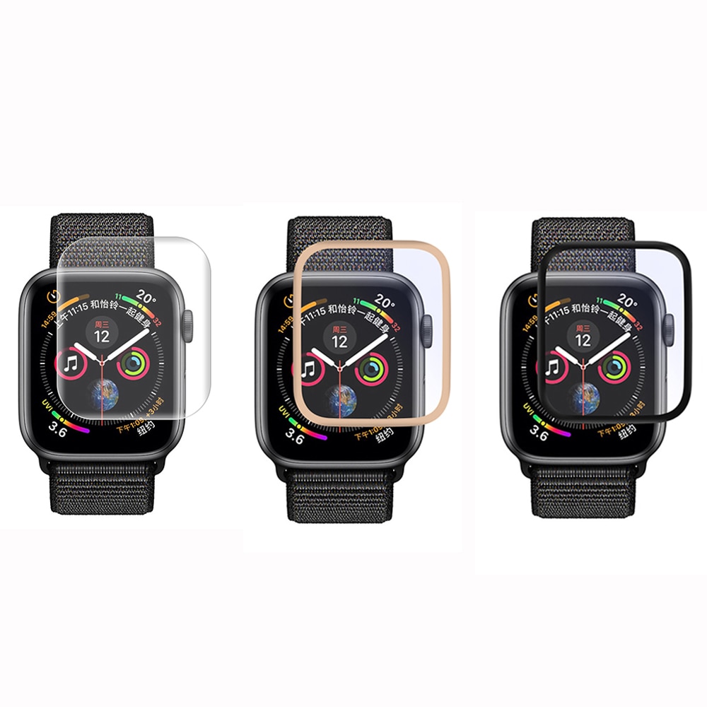 Película de relógio para apple watch, película de relógio de cobertura completa para iwatch series 4 3 2 1 40/44/película protetora para smartwatch de 38/42mm, acessório para relógio inteligente