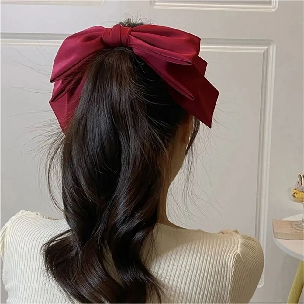 1 Uds. Pinza para el pelo de satén con lazo grande, lazos para el pelo multicapa para niña y mujer, pinzas de coreana, pasador para el pelo