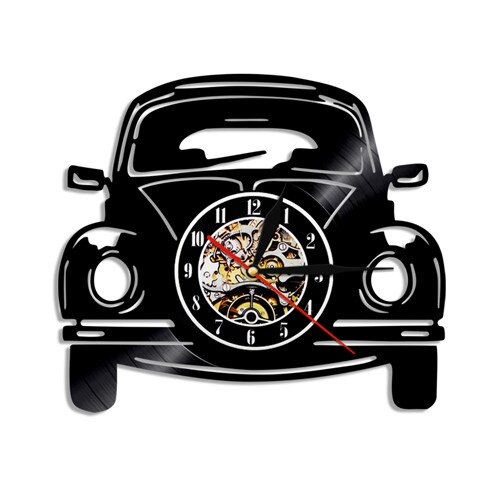 12 "voiture Vintage vinyle Record horloge murale voiture voiture lumière LED moderne décoration de la maison pour les amoureux de voiture: NO Led