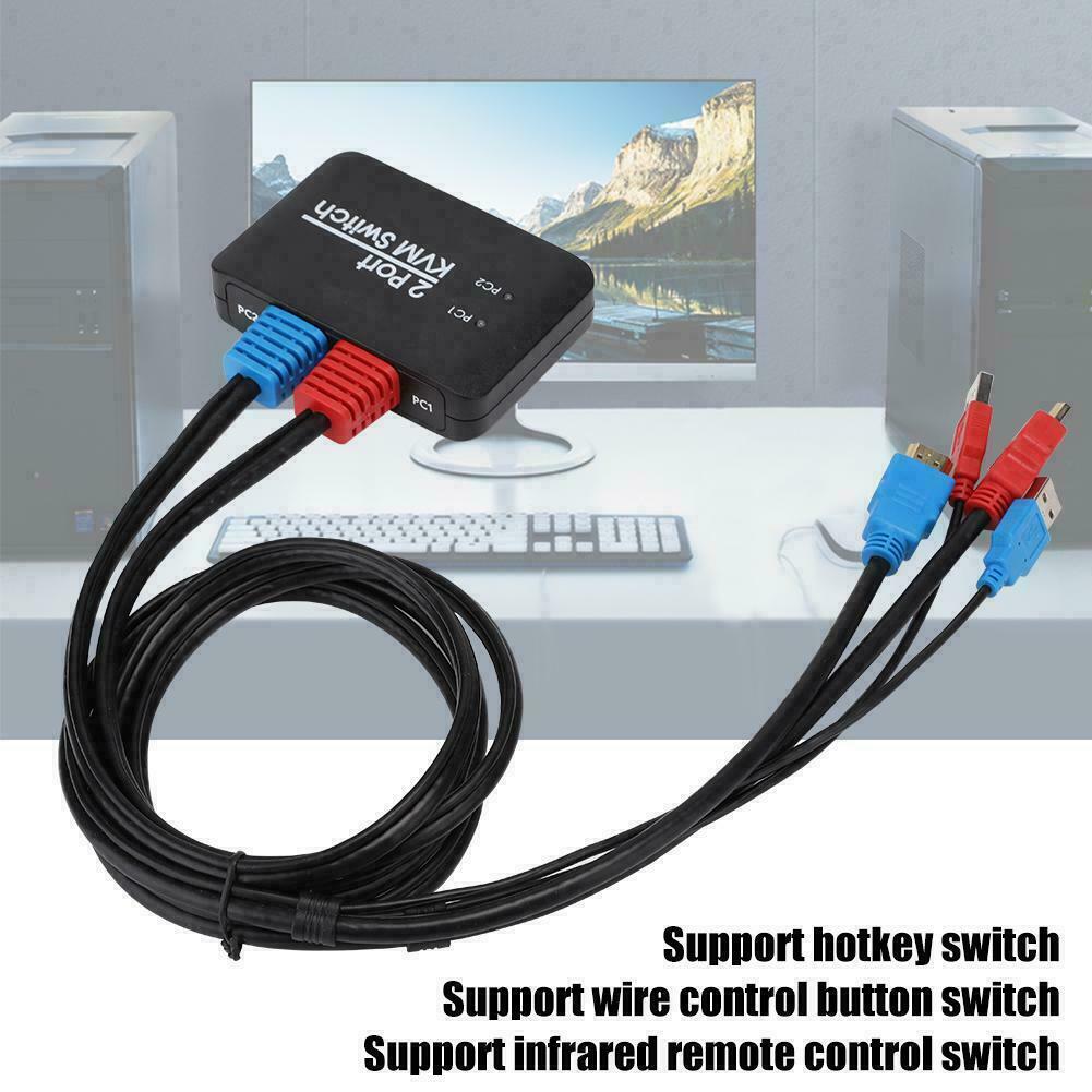 2 Port HDMI KVM Switch 4K@60Hz Support Hotkey Switch USB 2.0 Keyboard Mouse