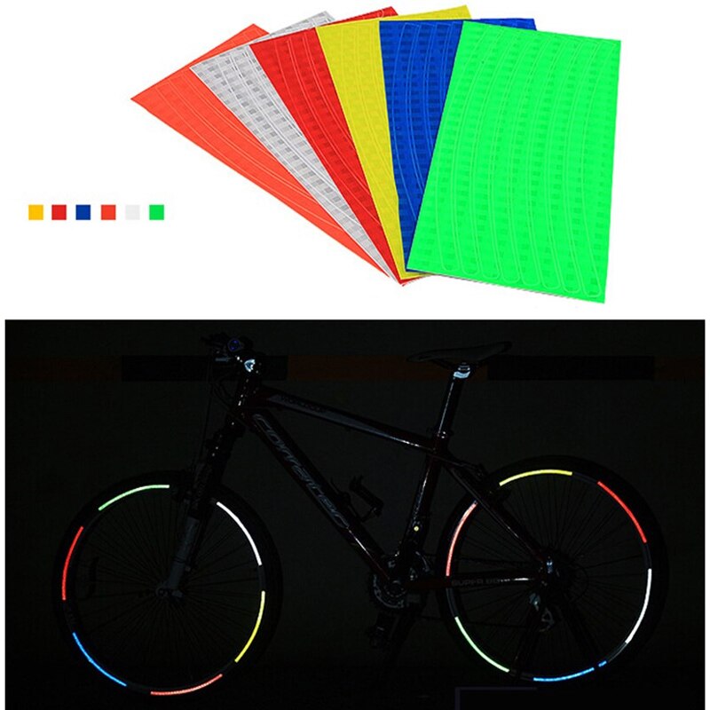 6 uds. De calcomanías reflectantes fluorescentes para llanta de bicicleta, Pegatinas reflectantes para ciclismo, cinta de seguridad