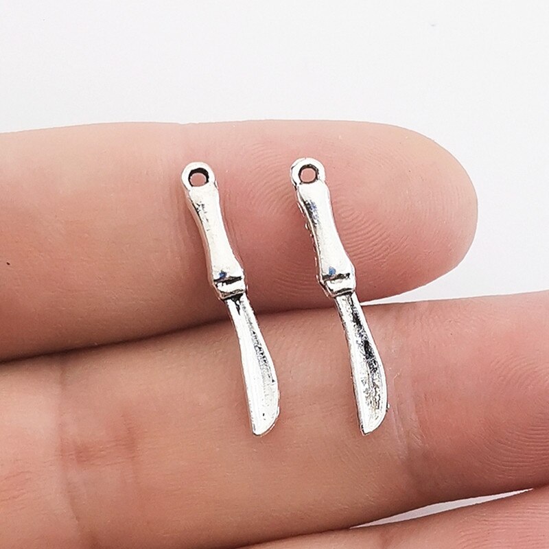 Jindinsp 30Pcs Bestek Charms Lepel Vork Steak Mes Charms Tibetaans Zilveren Kleur Hangers Diy Sieraden Ambachten Maken Bevindingen: Knife