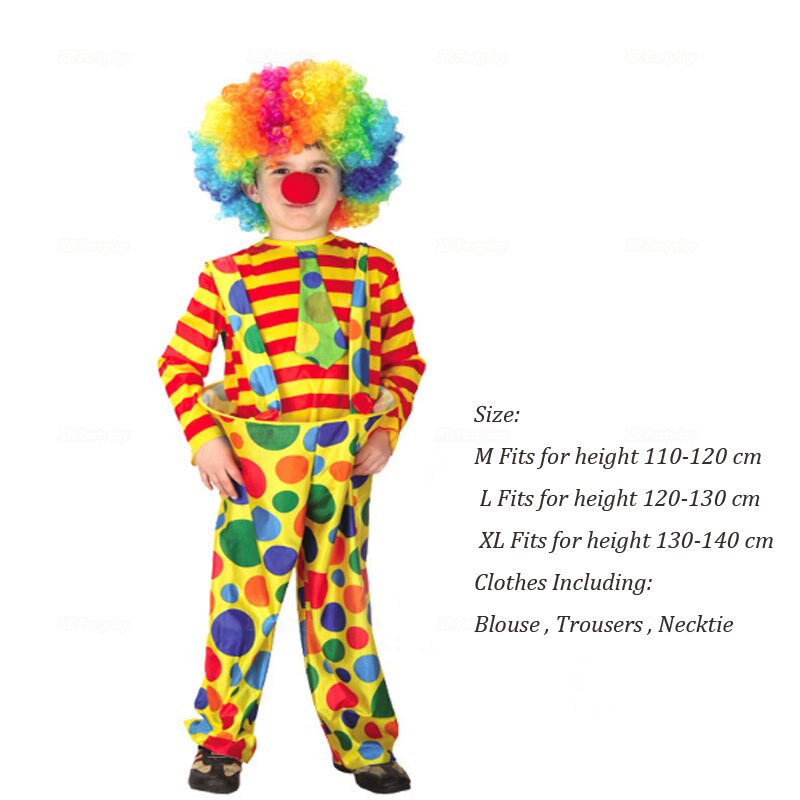 Barn barn morsom stålring sirkus klovnekostyme for gutter halloween karneval maskerade mardi gras festantrekk jul: Xl