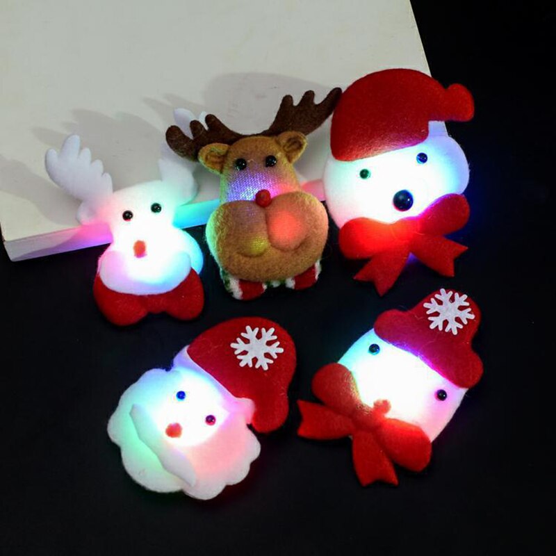 1PCS Christmas series small object LED toy Street stall Headband brooch christmas hat glasses glowing dice ornament: Glowing brooch