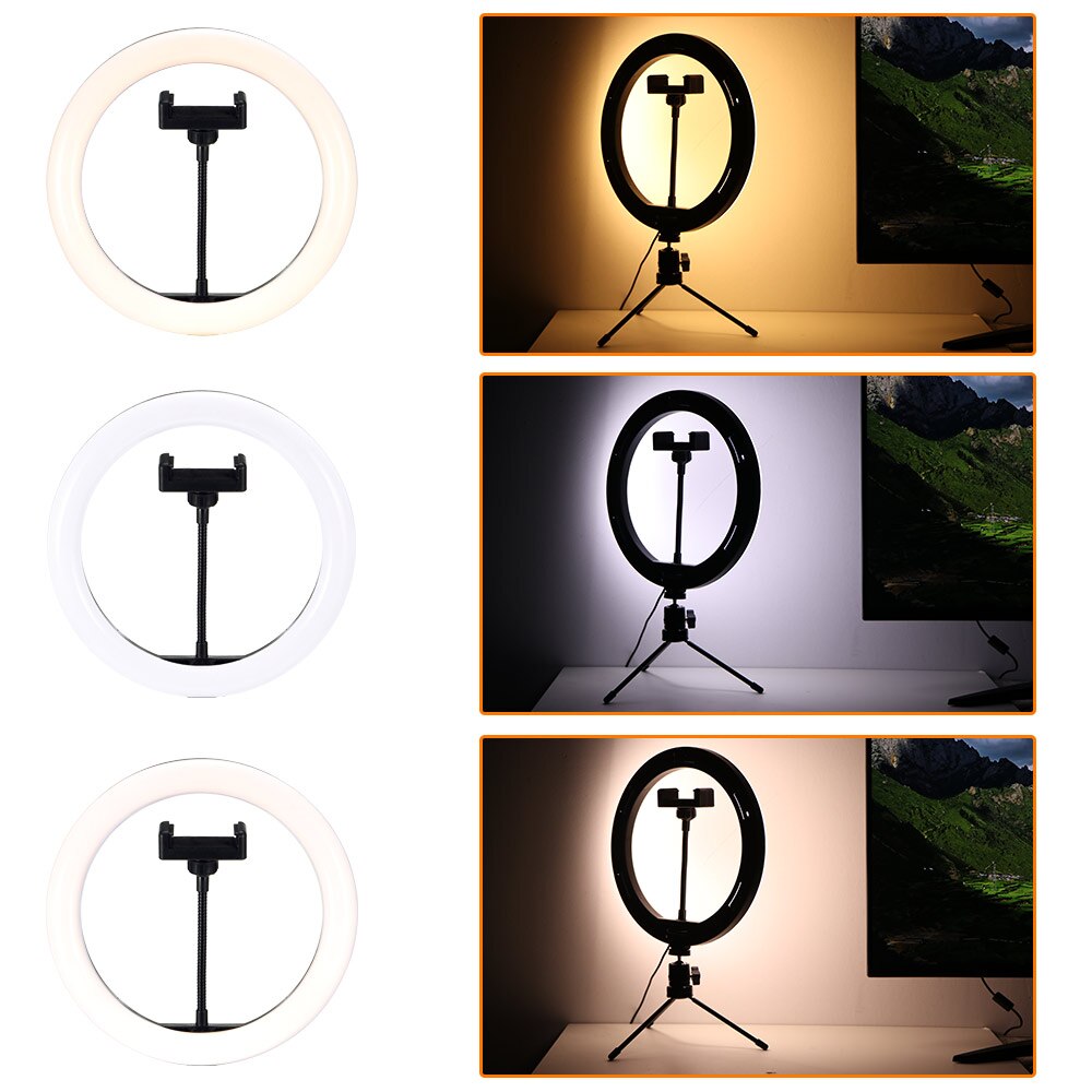 Photography LED Ring Fill Light For Iphone Xiaomi Dimmable Camera Phone Ring Lamp With Table Tripod For Makeup Video Live Studio