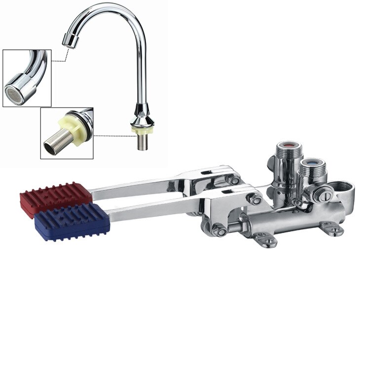 Grifo de Pedal de latón, válvula de pie, lavabo y frío, grifo de laboratorio, tocador de baño