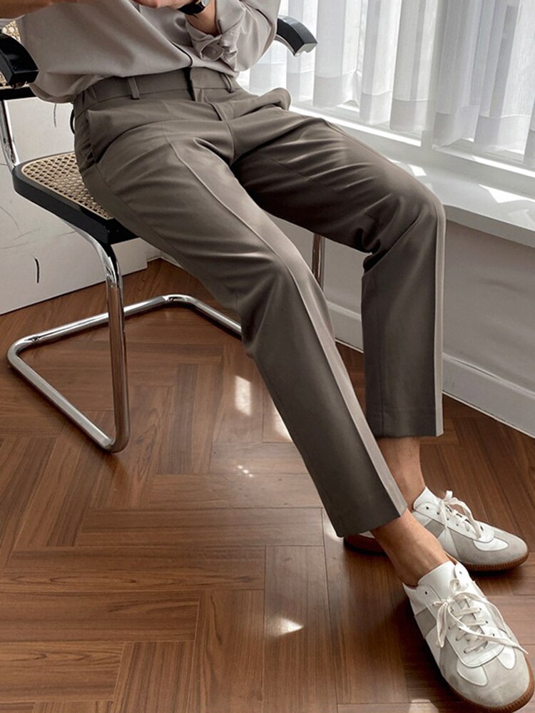 IEFB-pantalones de traje de pierna ancha para hombre, pantalón largo recto con cremallera, estilo coreano, holgado, tendencia de primavera, informal, versátil, 9A1850