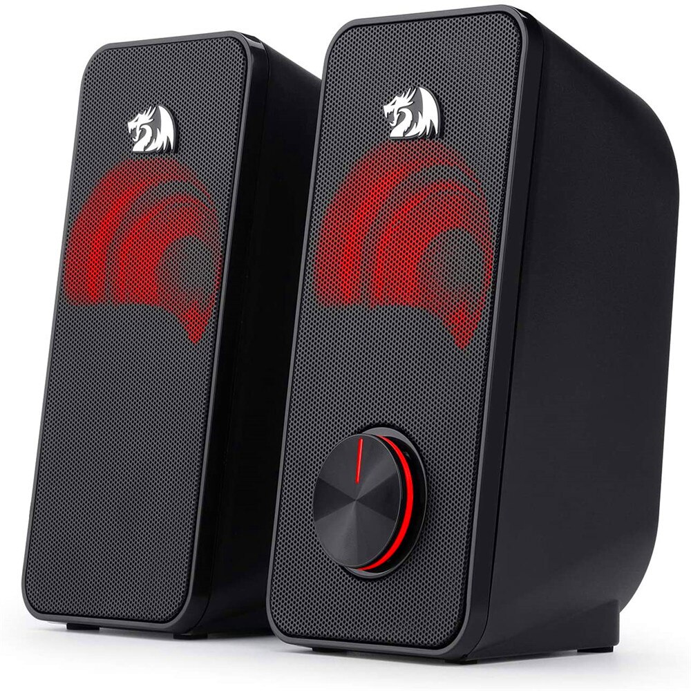 Redragon-altavoz para juegos de PC GS500 USB 3,5mm, altavoz para ordenador de escritorio de graves estéreo de 2,0 canales, color negro