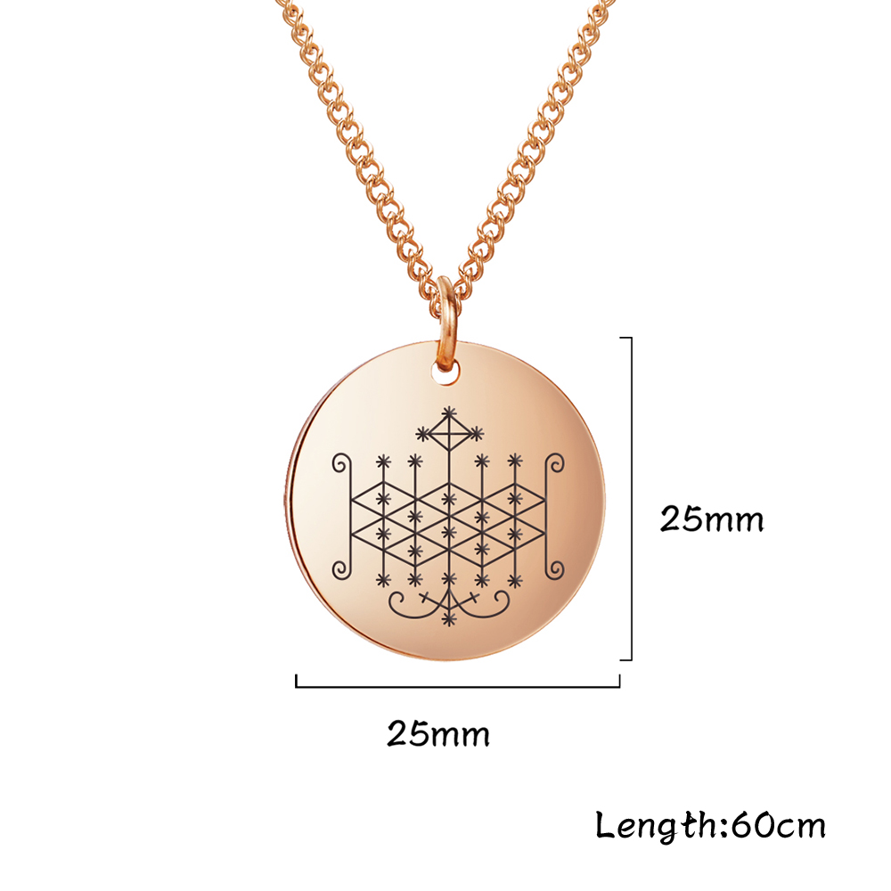 Dawapara Veve Van Ogoun ( Ogun ) Voodoo Amulet Hanger Ketting Rvs Sieraden Talisman Kettingen: Rose Goud Kleur