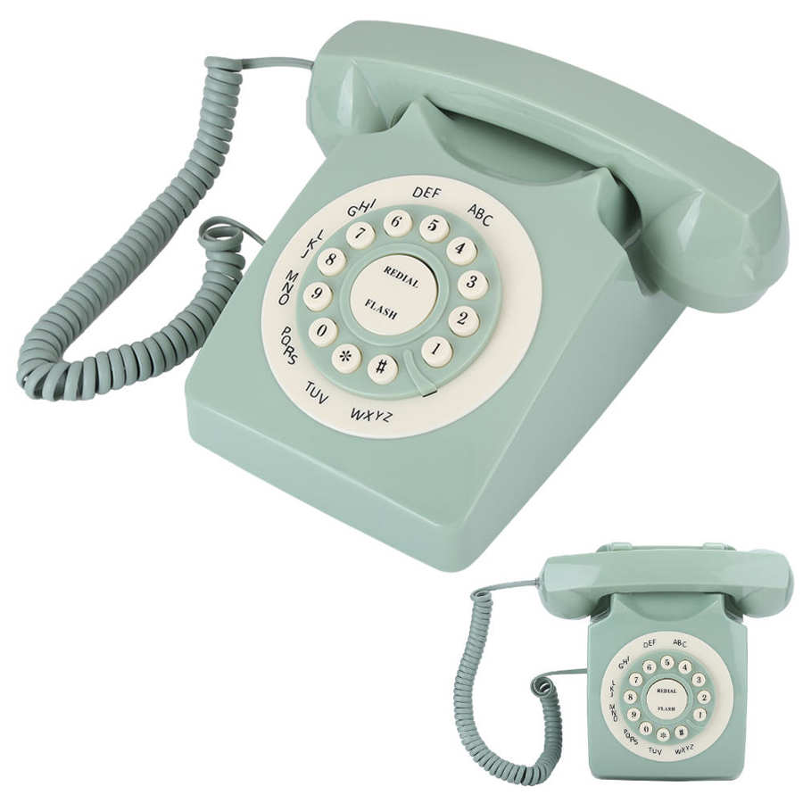 Antieke Europese Vintag Vaste Telefoon Groen High Definition Call Grote Clear Knop Kantoor Telefoon