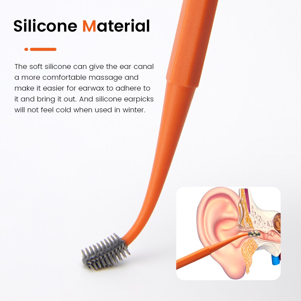 Silicone Ear Care Kit Earpick set Canal Cleaner Earwax Ears Cleaning Stick Tools Massage Removal Wax Earwax Ear Cleaner Spoon