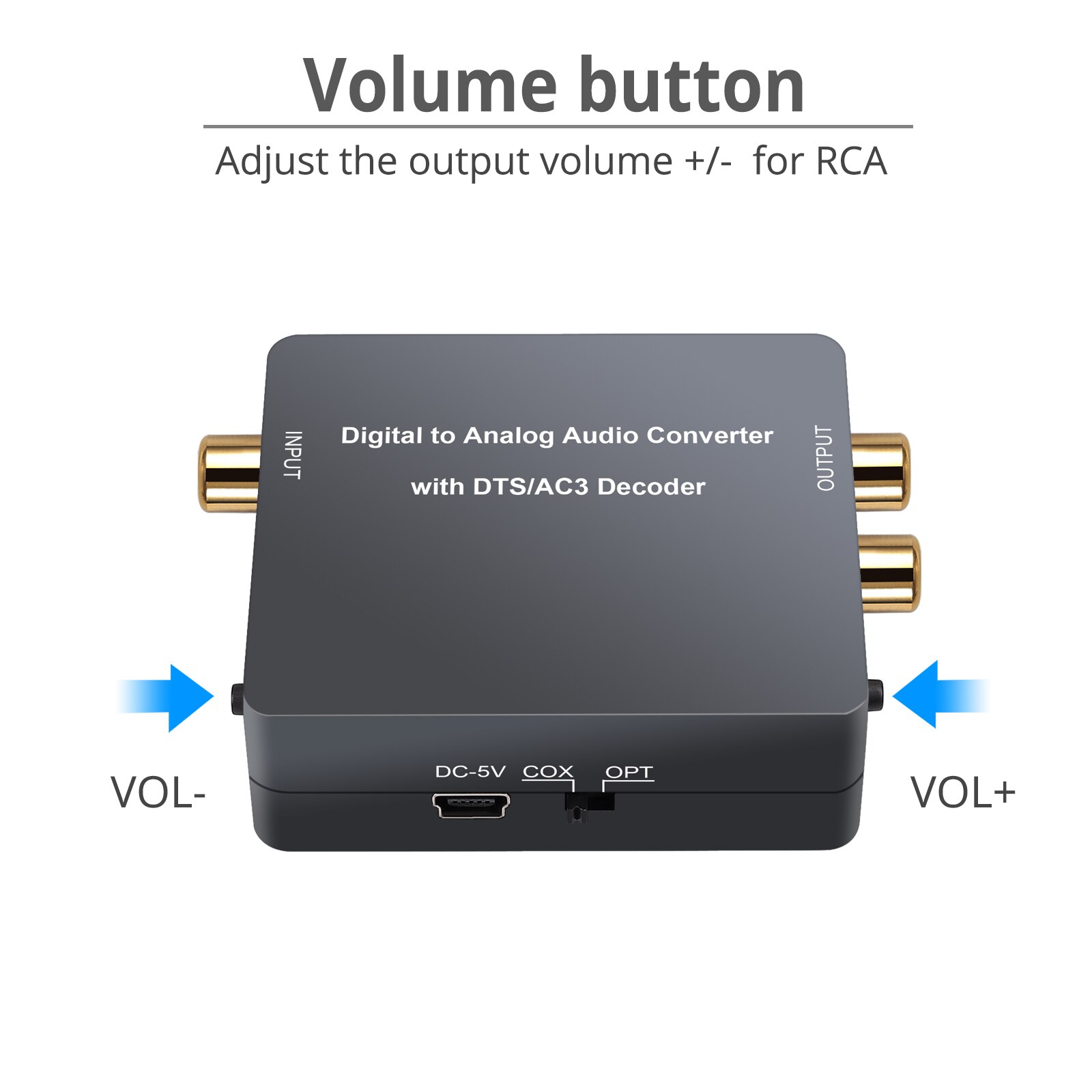 Proster Digitaal Naar Analoog Audio Decoder Converter Voor Dts/Pcm 5.1CH Om 2CH Stereo Audio Volumeregeling Spdif Toslink /Coaxiale