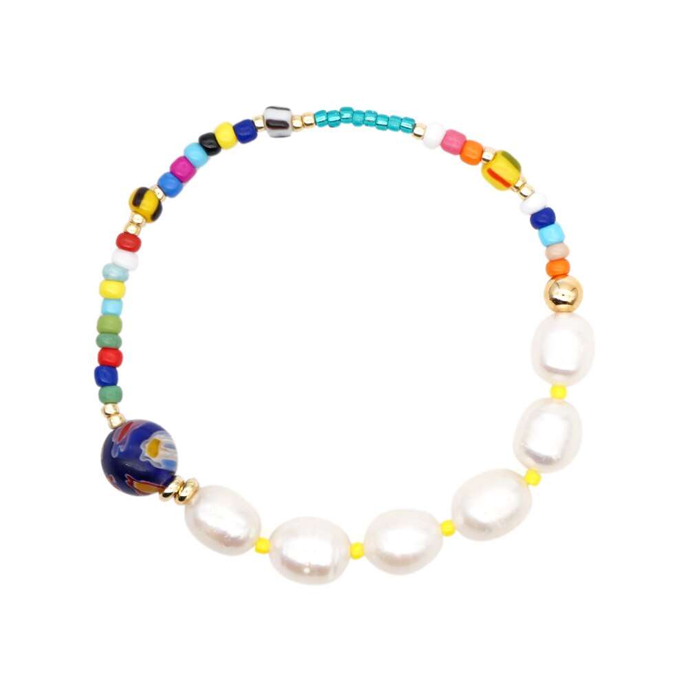 andare2BOHO Reale Della Perla dell'acqua Dolce Del Braccialetto Dei Braccialetti Delle Donne patchwork Perline Boho di proprietà Regalo Dei Monili Pulseras Mujer Moda Fatti A Mano: ZZ-B200033A