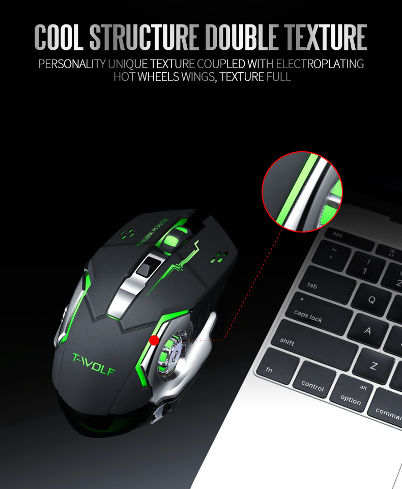 BENTOBEN Wireless 2.4G USB Optical Gaming Mouse 2400DPI Gamer Mouse Backlit Rechargeable Silent Mice For PC Laptop