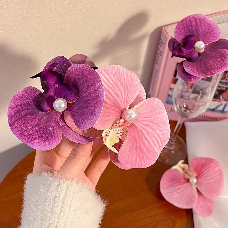 Orchid Hair Clip For Woman Artificial Flower Hairpins Cute Wedding Party Side Clip Hair Accessories