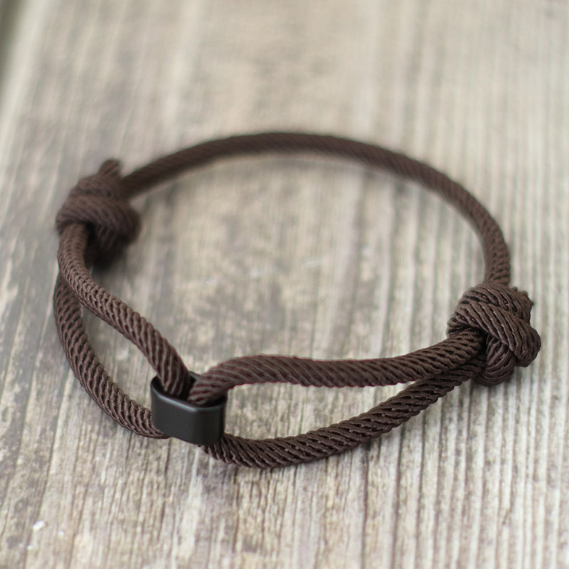 Pulsera con nudo infinito para hombre y mujer, Brazalete ajustable para supervivencia al aire libre, playa, Surf, tejido a mano, hilo rojo: VERMEIL