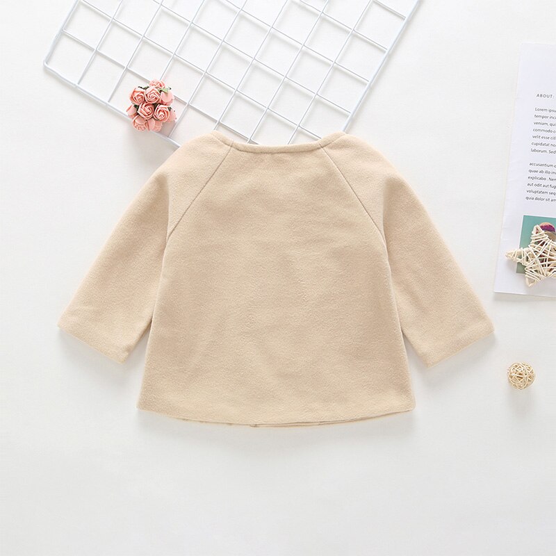 Autunno della molla Del Bambino Del Bambino Delle Ragazze Dei Bambini Acrilico Manica Lunga Tuta Sportiva Casual di Colore Solido Doppio Petto Cappotti di Alta Qualità