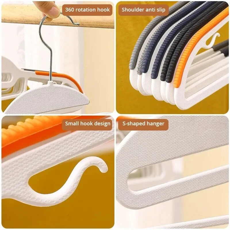Cintre domestique multifonctionnel humide et sec, noir/Orange/gris, adapté aux vêtements suspendus, garde-robe de chambre à coucher, 10/20 pièces