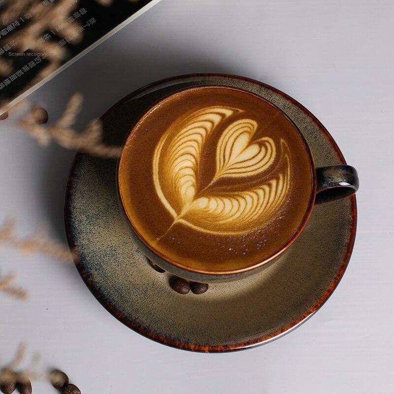 European Style Glaze Starry Sky Ceramic Coffee Cup Cappuccino Latte Fancy Coffee Garland Cup and Saucer Set