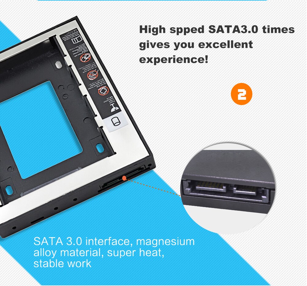 Tishric Plastic Aluminum Optibay 12.7mm SATA 3.0 2.5" HDD Caddy Universal Enclosure Adapter DVD HDD For Laptop Cd ODD Hard Disk
