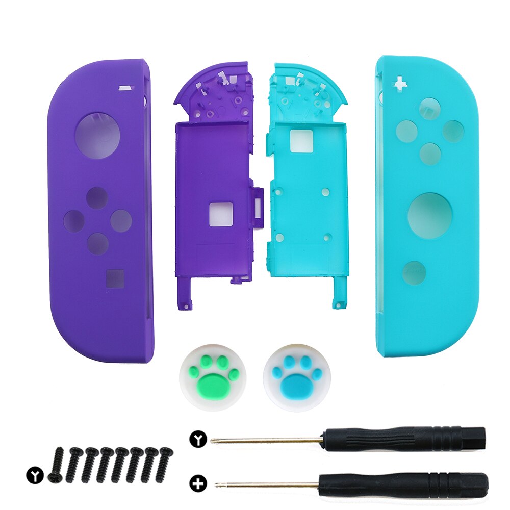 YuXi Plastic Right Left Housing Shell Case Cover for Nintendo Switch NS NX Joy-Con Controller with Silicone Analog Thumb Grip: ID