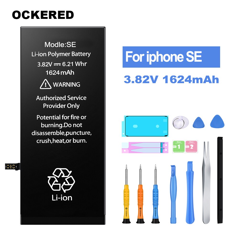 Ockered Batterie Für iPhone 6 6s 5s SE Original Kapazität Bateria Ersatz Batterie Für iPhone 7 8 6SP plus Mit Kostenlose Tools: for iphoneSE 1624mAh