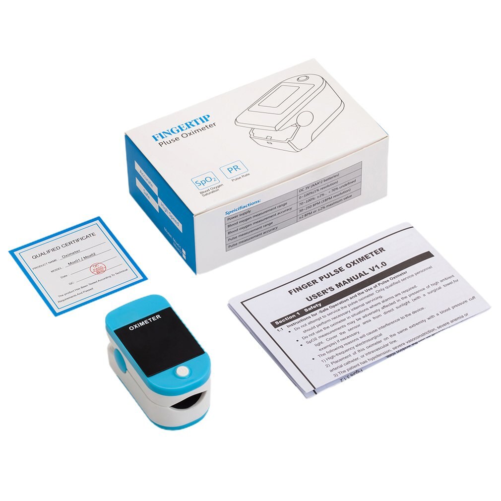 Fingerspids puls oximeter de dedo pulso oximetro hjem familie puls oxymeter pulsioximetro finger puls oximeter ce led oled: Blå