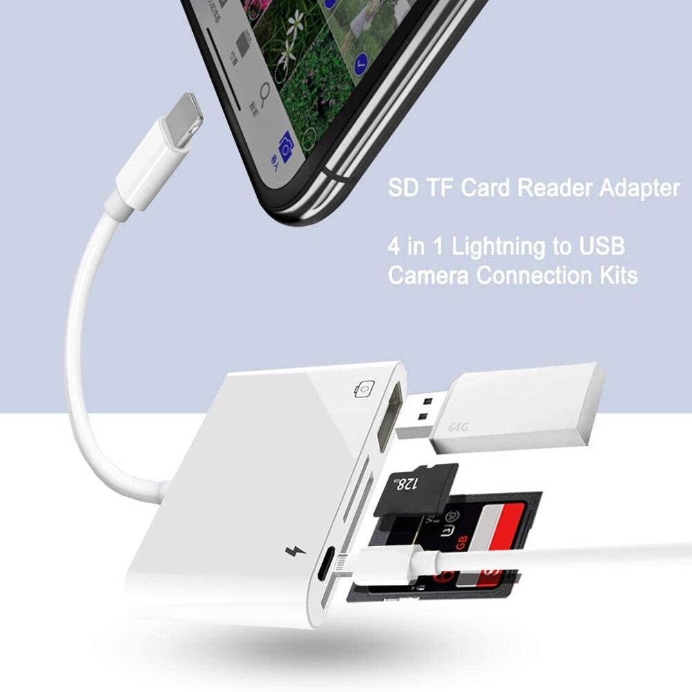 Usb Otg Adapter Voor Iphone Ipad U Disk Camera Converter Memory Kaartlezer Voor Iphone Lightning Naar Camera Adapter