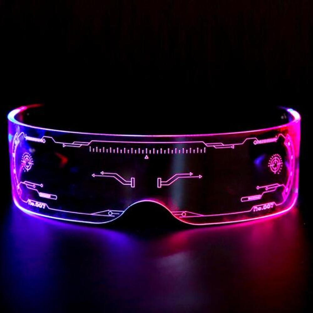 Anime gafas LED colorido celebridad Web Cosplay de la tecnología del futuro gafas de sol Bar de gafas Punk