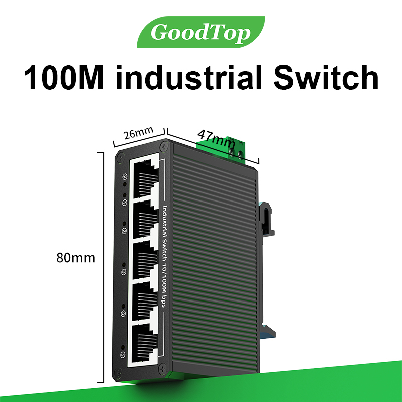 Switch industriale goodtop a 5 porte e 100 mbps, 10/100m switch di rete ethernet industriale, montaggio su guida din, plug and play: Default Title