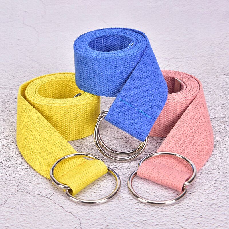 Unisex casual dobbel d-ringer nylon lerret striper spenne linning utendørs belter
