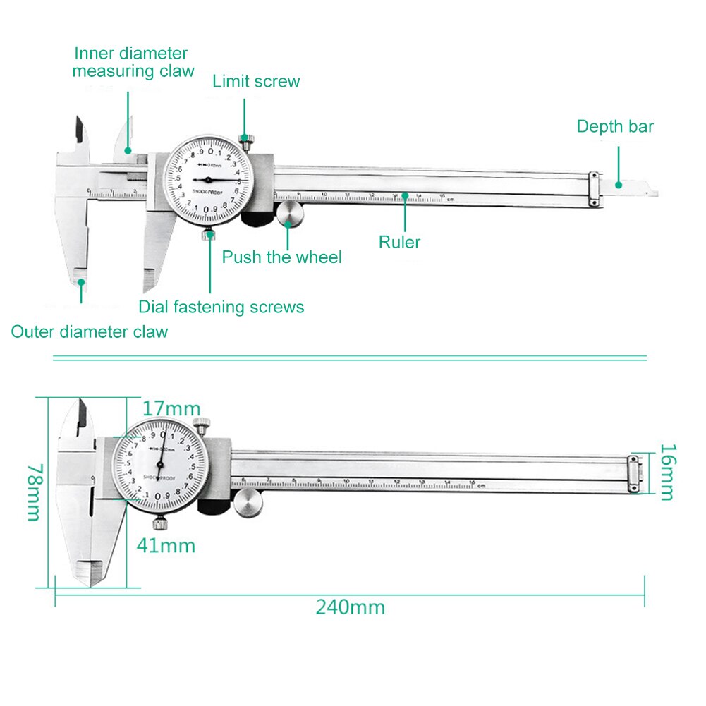 0-150mm Practical Metric Stainless Steel Multifunction Measuring Tools Workshop Adjustable Dial Caliper Industrial Dual Scale