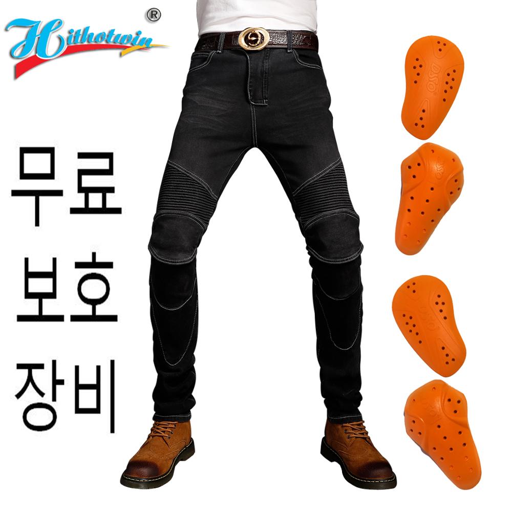 Hi-LN Mens motorcycle jeans MOTOCROSS PROTECT PANT locomotive riding motorcycle pants Biker moto jeans Denim Trousers S-5XL: Hi-LN Black 106 / S