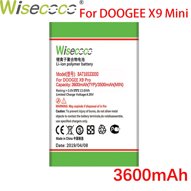 WISECOCO 3200mAh BAT16542100 Battery For DOOGEE X9 MINI Smart Phone Battery+Tracking Number