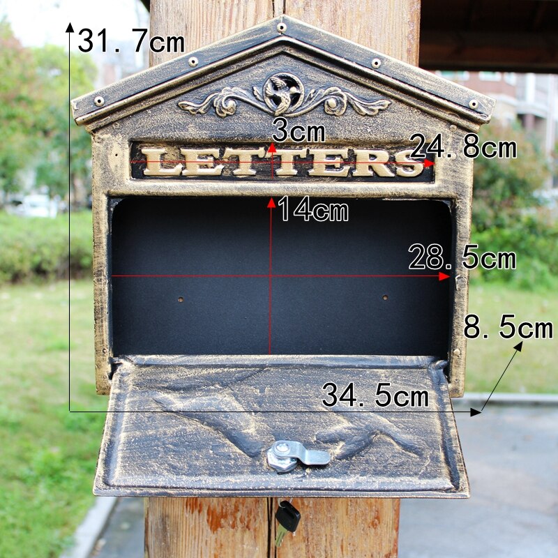 Vintage Retro Cast Iron Locking Wall Mount Mailbox Lockable Postal Letter Box