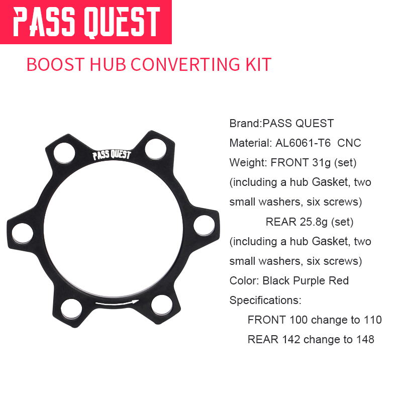 Kit de conversión del adaptador de Boost del cubo de la bicicleta de Pass Quest para los accesorios de bujes de bicicleta de 12mm x 142mm que cambian a 148mm para los bujes de bicicleta de 148mm