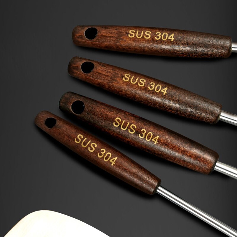 6 PCS Cooking Utensils Golden Stainless Steel Kitchenware Set With Wooden Handle Household Kitchen Cookware Sets Pot Accessories