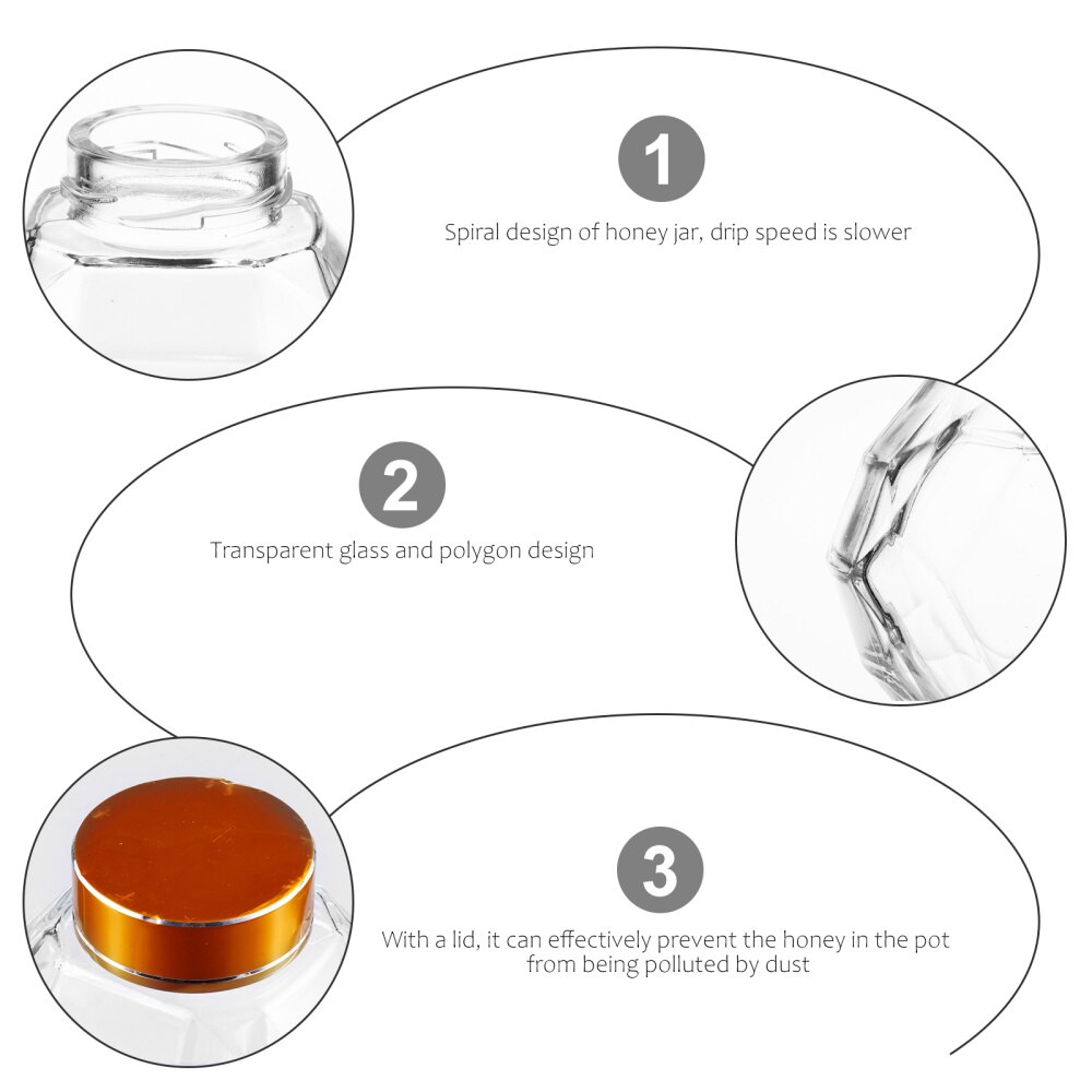 4 pièces D'étanchéité Miel Bocal En Verre Pot de Miel Miel Pot Clair Transparent Pot de Miel