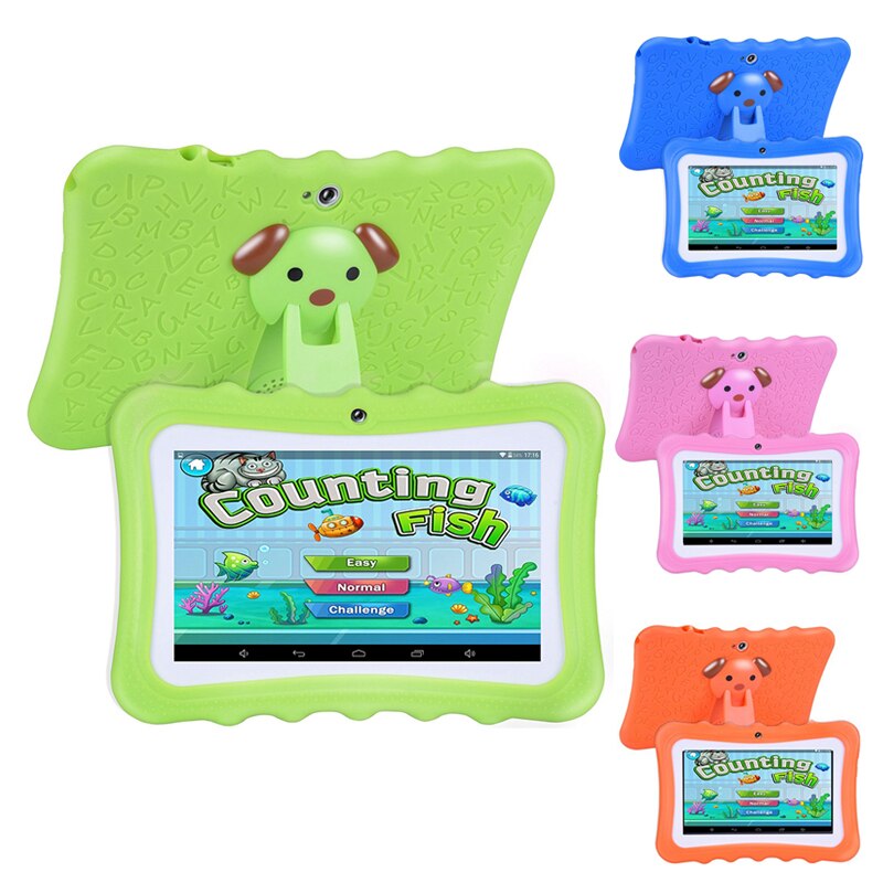 Upgrade Best Tablet for Kids, 7inch HD Display with Kid-proof Silicone Case (Quad Core, 8GB, Wifi & bluetooth, Front & Rear Came