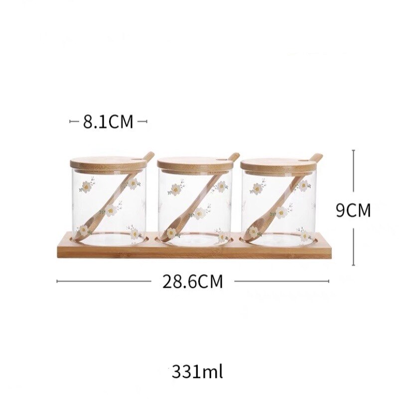 Kruiden Jar Glas Millimi Ранчо Schoonmaken Kleine Daisy Hoge Borosilicate Huishouden Keuken Fles Driedelige Pot Met Deksel
