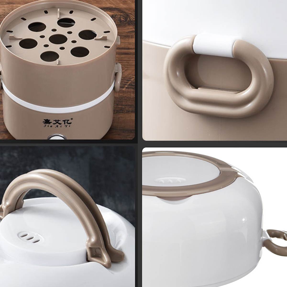 2.7L Mini Electric Rice Cooker Stainless Steel 4 Layers Steamer Portable Meal Thermal Heating Lunch Box Food Container Warmer