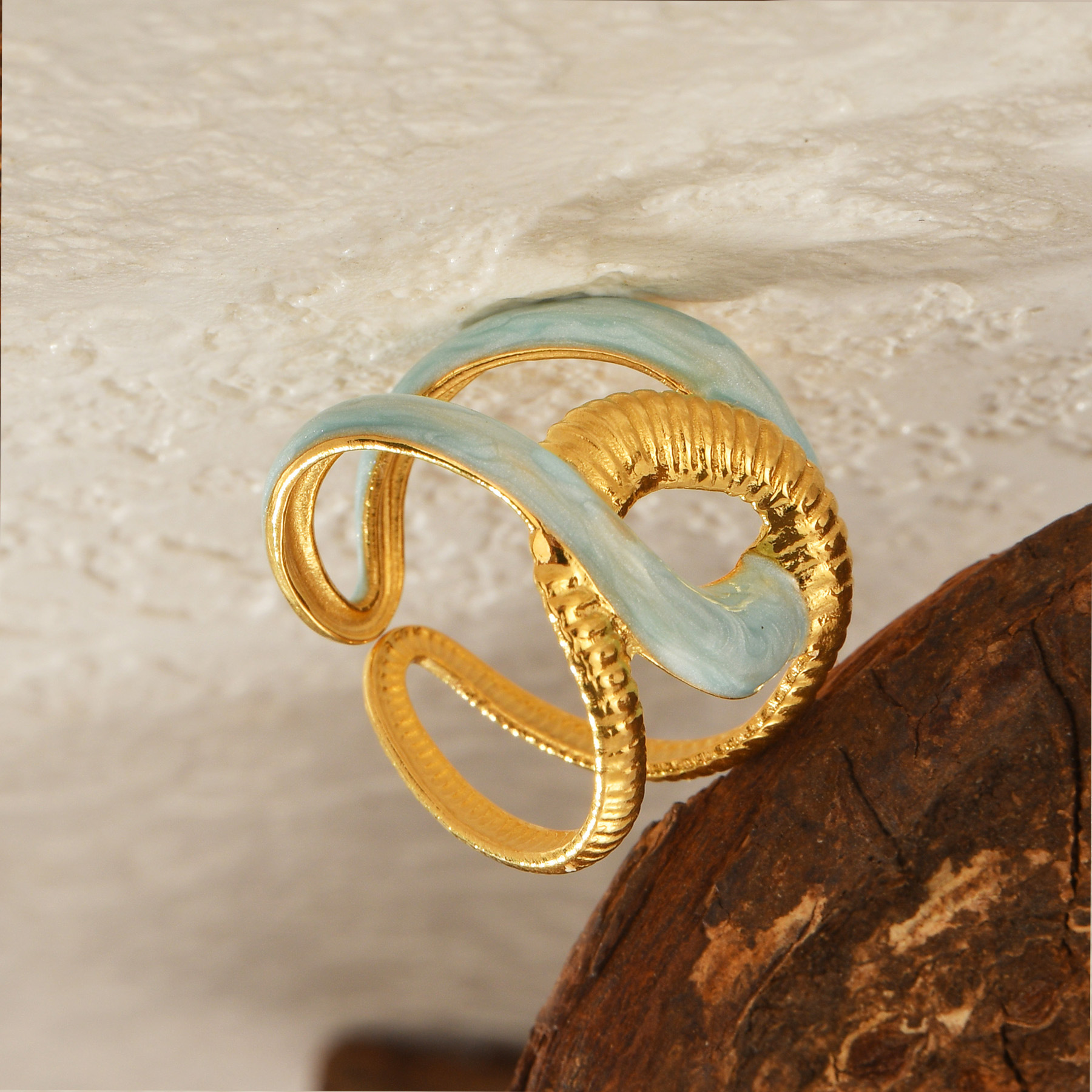 Freeteeme-Bague goutte d'huile de carillon pour femme, matiques plaquées or réglables, acier inoxydable, accessoires pour vous, de bijoux,