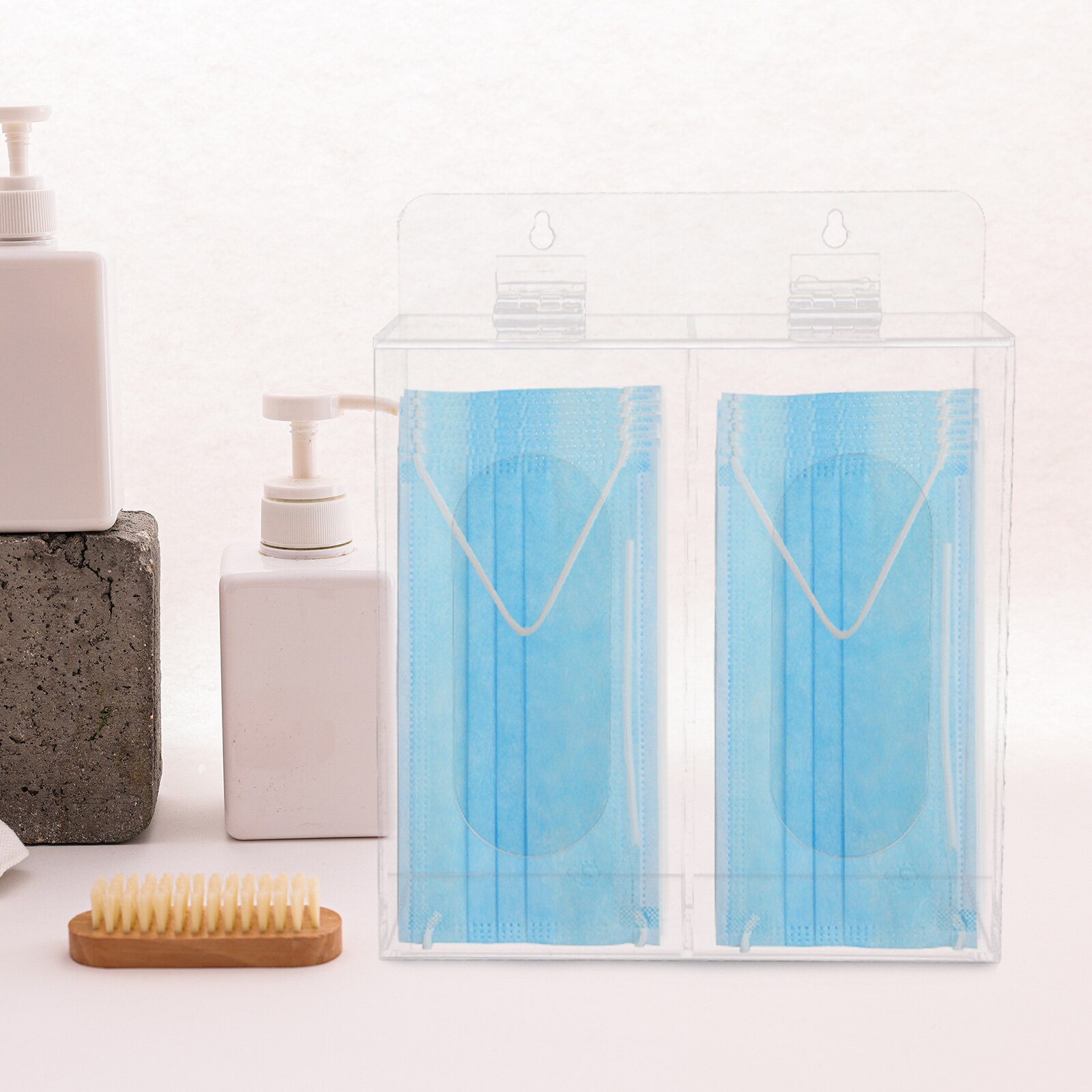 Acrylic Mask Box Disposable Mask Holder Clear Face Mask Dispenser Wall Mounted Mask Holder