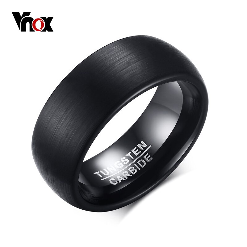 Vnox 8mm bague de mariage en carbure de tungstène pour hommes couleur noire pas Ccratch